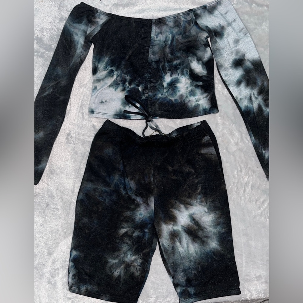 2 PIECE BLUE TIE DYE SET